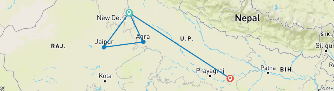Image d'une carte montrant l'itinéraire du circuit