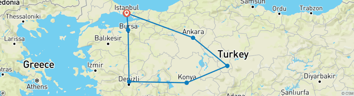 Image d'une carte montrant l'itinéraire du circuit