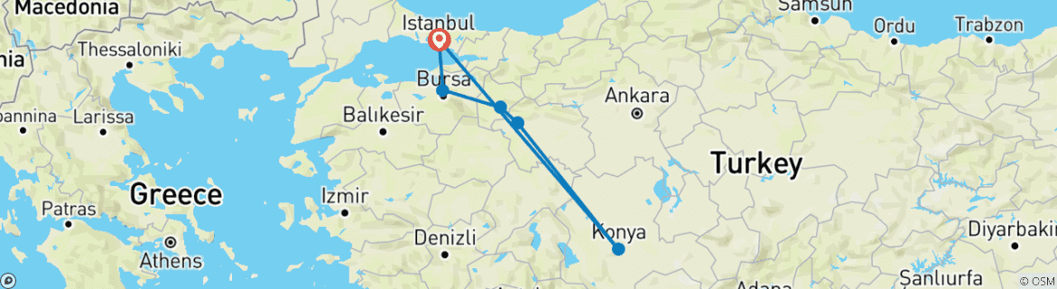 Image d'une carte montrant l'itinéraire du circuit