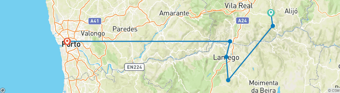 Image d'une carte montrant l'itinéraire du circuit