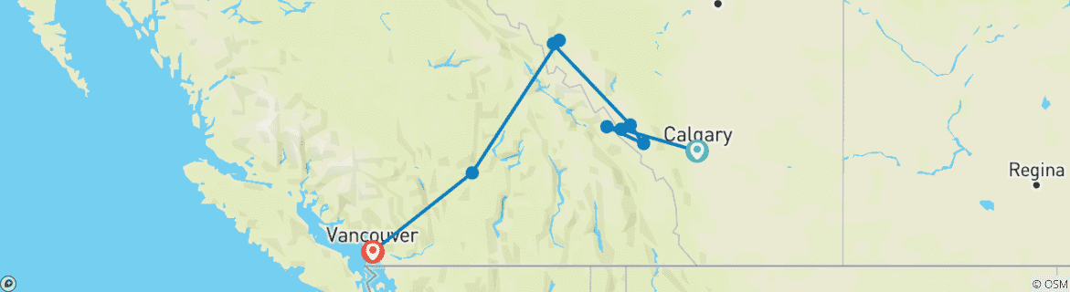 Image d'une carte montrant l'itinéraire du circuit