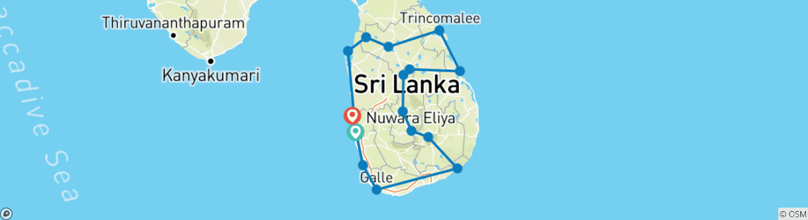 Karte mit der Reiseroute