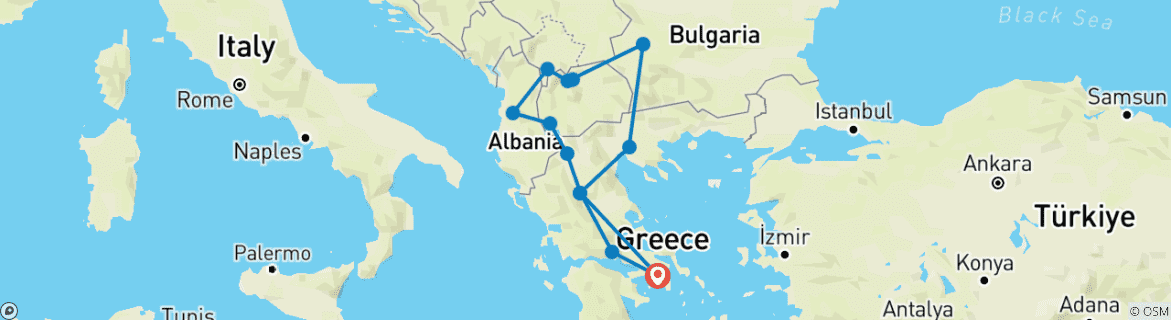 Karte von Griechenland im Detail & Balkan Kleingruppenreise