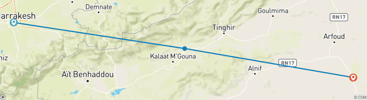 Foto van een kaart met de route van de rondreis