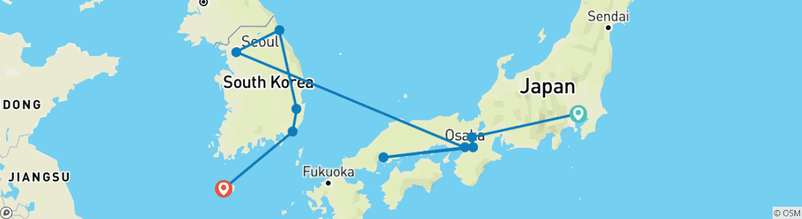 Image d'une carte montrant l'itinéraire du circuit