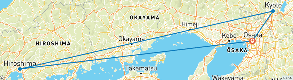 Image d'une carte montrant l'itinéraire du circuit