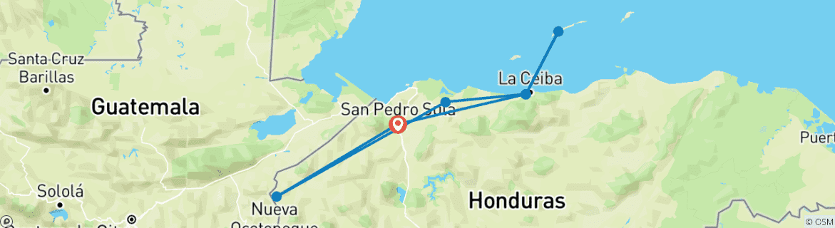 Karte mit der Reiseroute