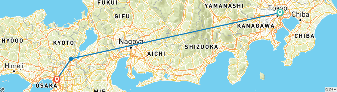 Karte mit der Reiseroute