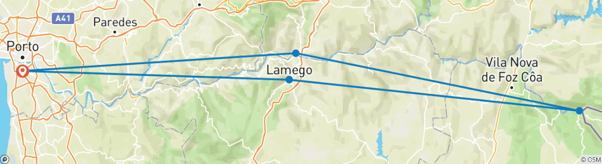 Image d'une carte montrant l'itinéraire du circuit