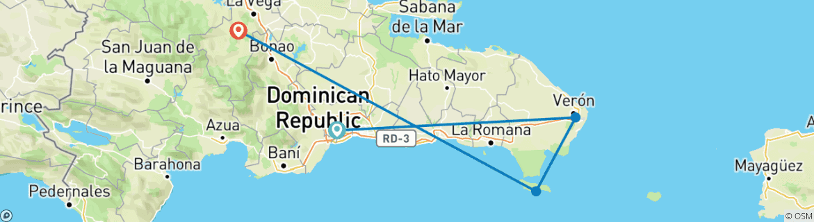 Image d'une carte montrant l'itinéraire du circuit