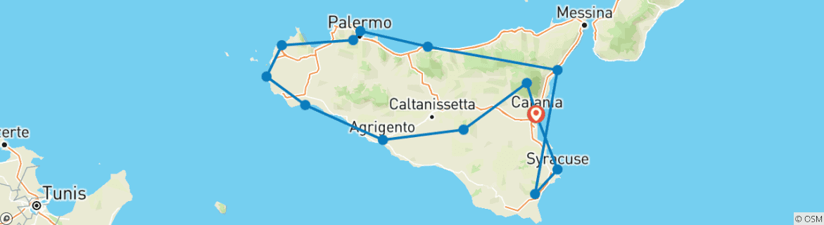 Image d'une carte montrant l'itinéraire du circuit