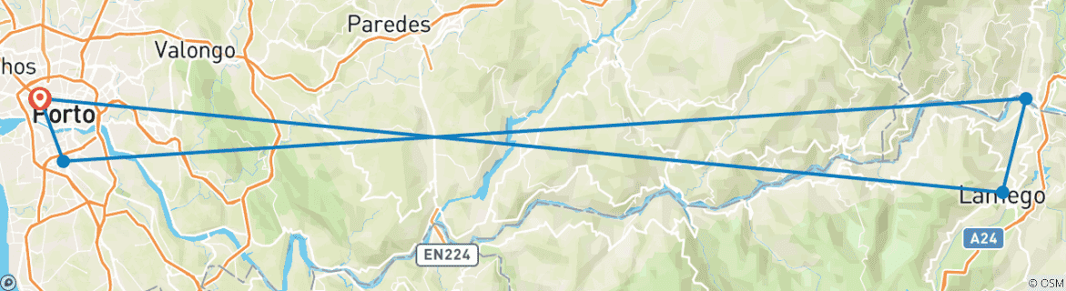 Foto van een kaart met de route van de rondreis