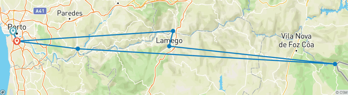 Karte mit der Reiseroute