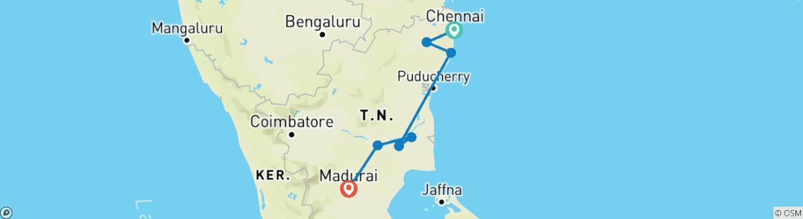 Karte mit der Reiseroute