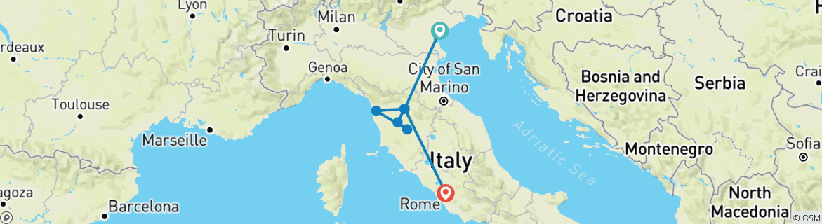 Image d'une carte montrant l'itinéraire du circuit