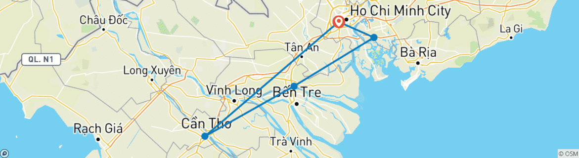 Image d'une carte montrant l'itinéraire du circuit