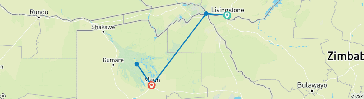 Image d'une carte montrant l'itinéraire du circuit