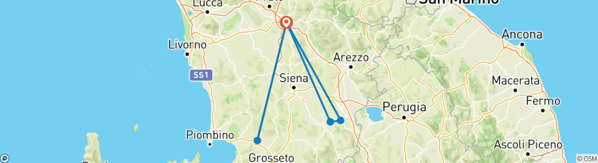 Karte mit der Reiseroute