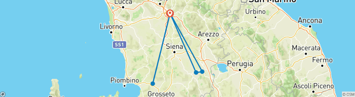 Image d'une carte montrant l'itinéraire du circuit