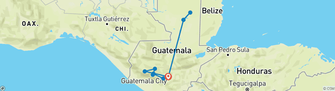 Karte mit der Reiseroute