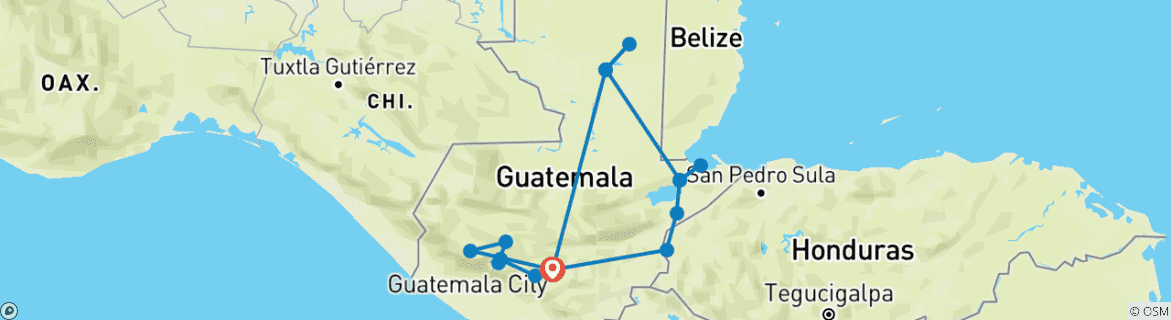 Image d'une carte montrant l'itinéraire du circuit