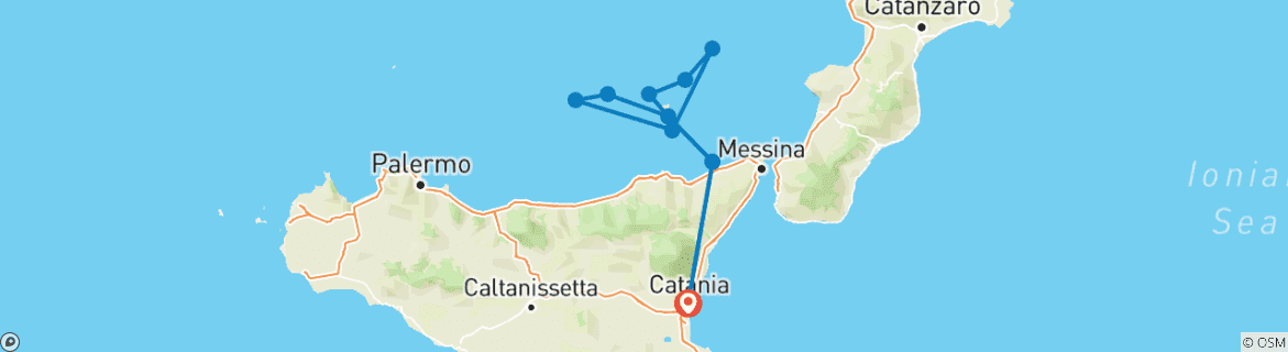 Karte mit der Reiseroute