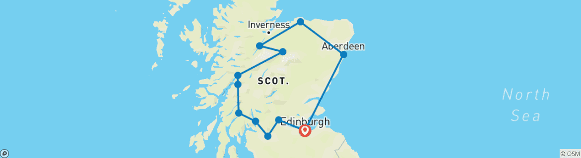 Image d'une carte montrant l'itinéraire du circuit
