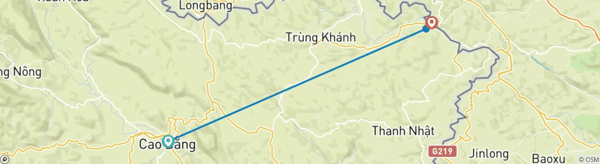 Image d'une carte montrant l'itinéraire du circuit