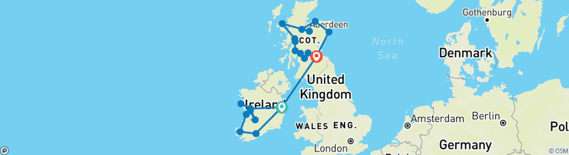 Carte du circuit Irlande et Écosse