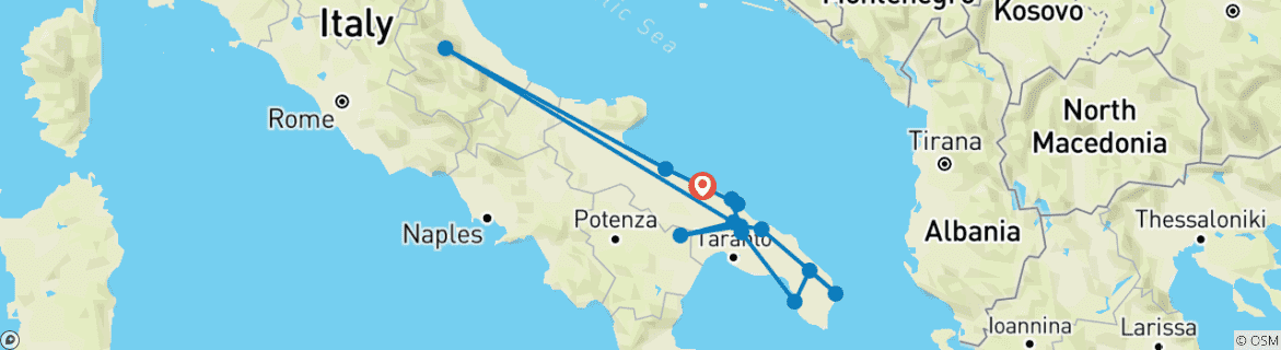 Image d'une carte montrant l'itinéraire du circuit