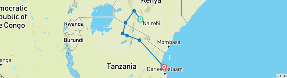 Foto van een kaart met de route van de rondreis