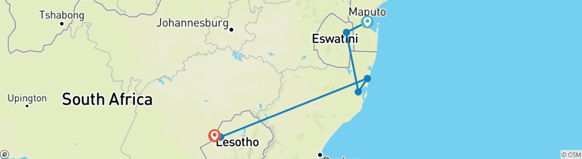 Karte mit der Reiseroute