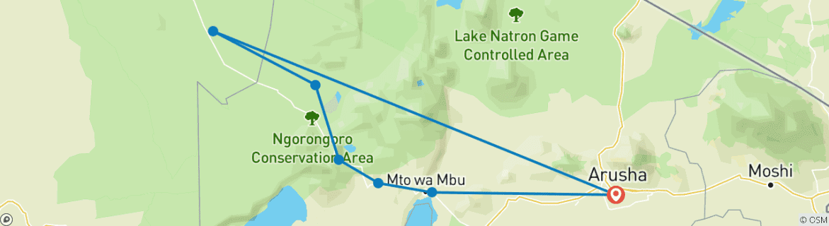 Karte mit der Reiseroute