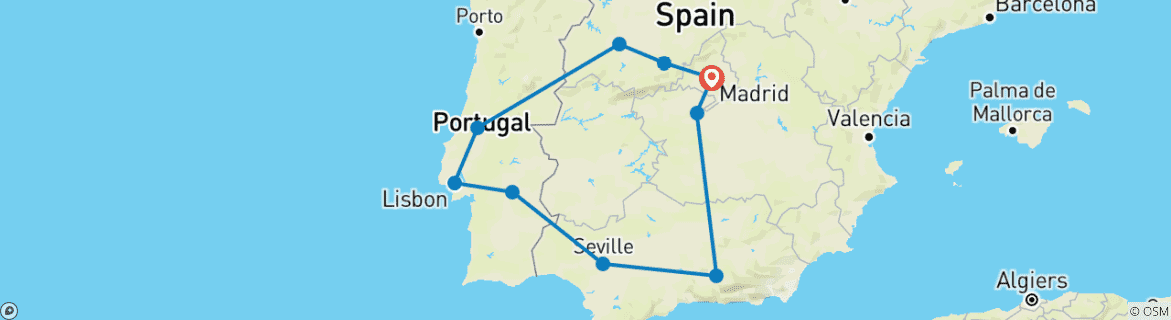 Image d'une carte montrant l'itinéraire du circuit