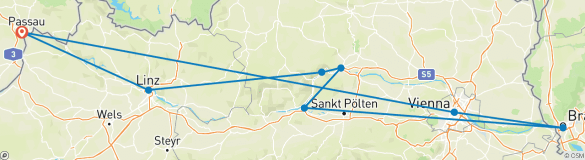 Image d'une carte montrant l'itinéraire du circuit