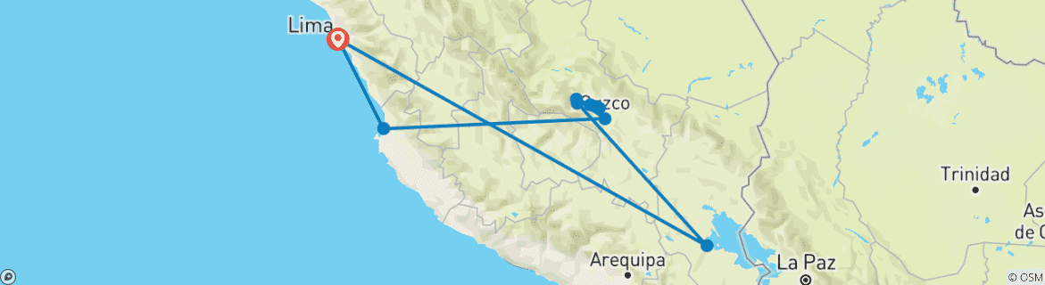 Karte mit der Reiseroute