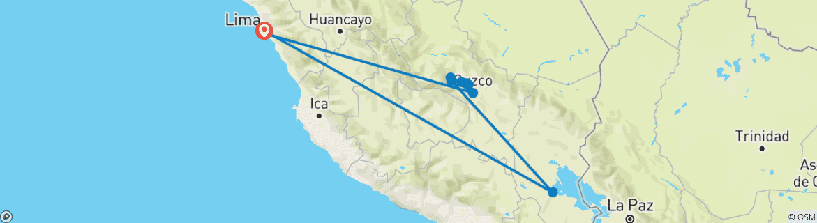 Karte mit der Reiseroute