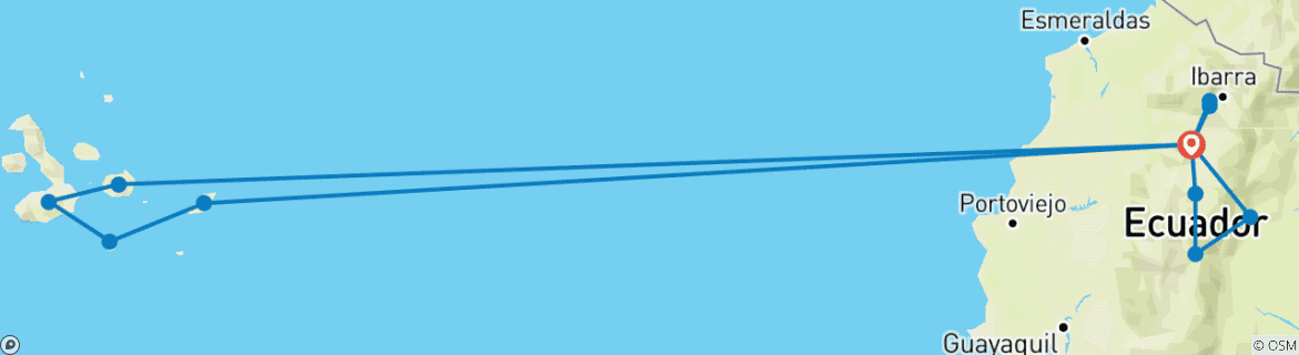 Image d'une carte montrant l'itinéraire du circuit