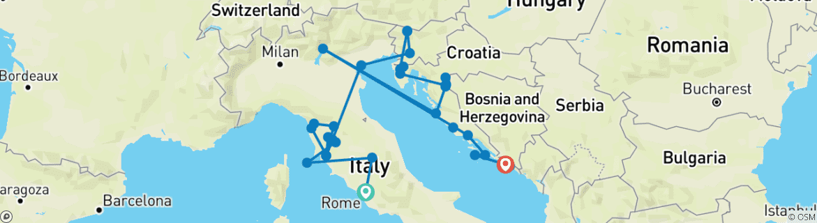 Image d'une carte montrant l'itinéraire du circuit