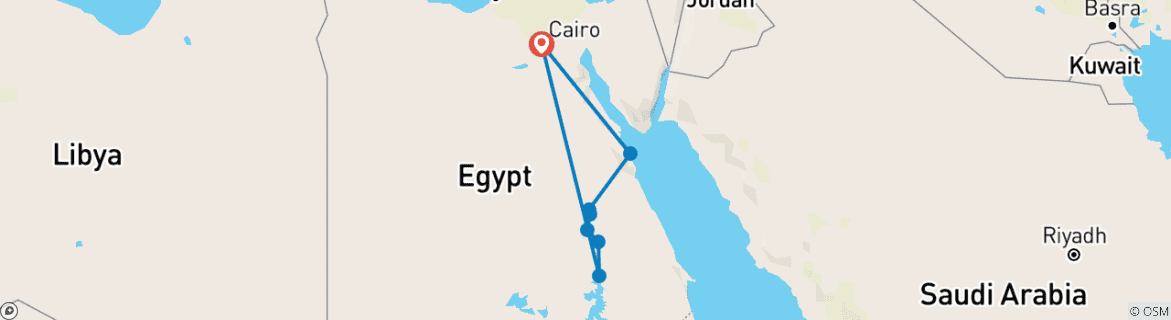 Karte mit der Reiseroute