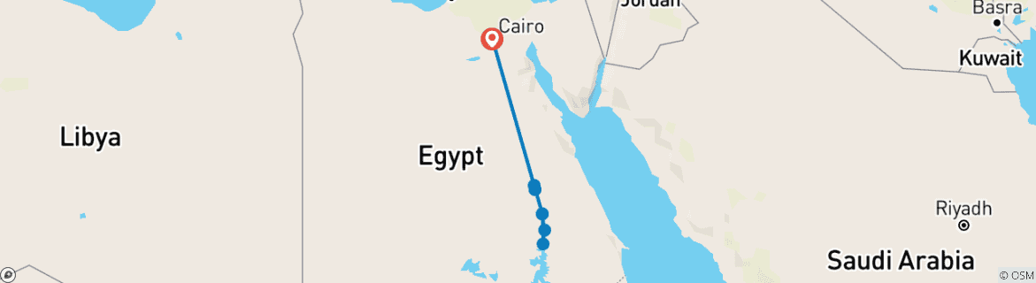 Kaart van 11-daagse rondreis door Egypte met 7 nachten Nijlcruise | Complete Egypte ervaring