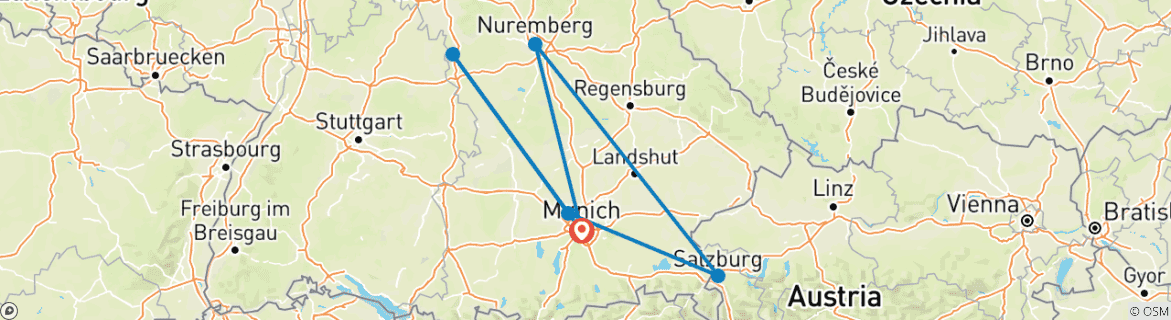 Image d'une carte montrant l'itinéraire du circuit