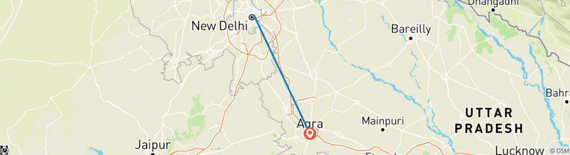 Foto van een kaart met de route van de rondreis