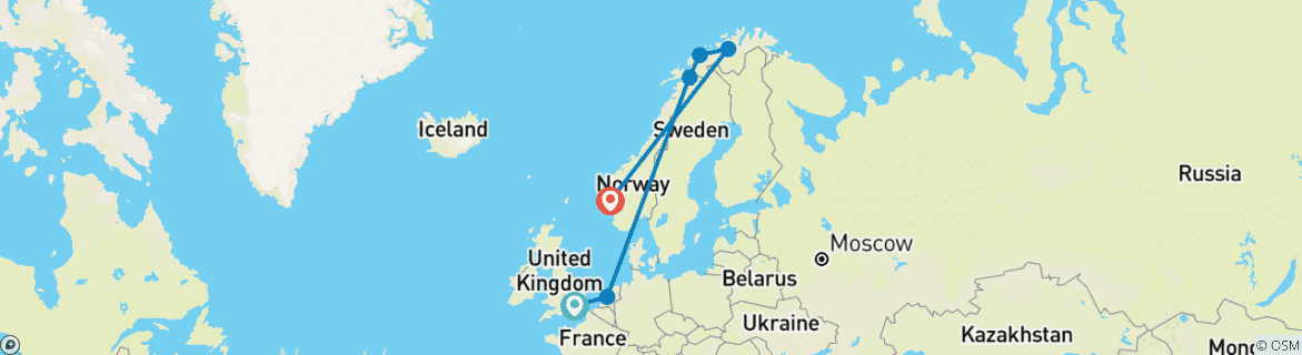 Image d'une carte montrant l'itinéraire du circuit