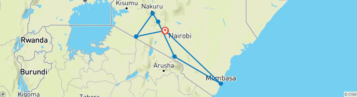 Image d'une carte montrant l'itinéraire du circuit