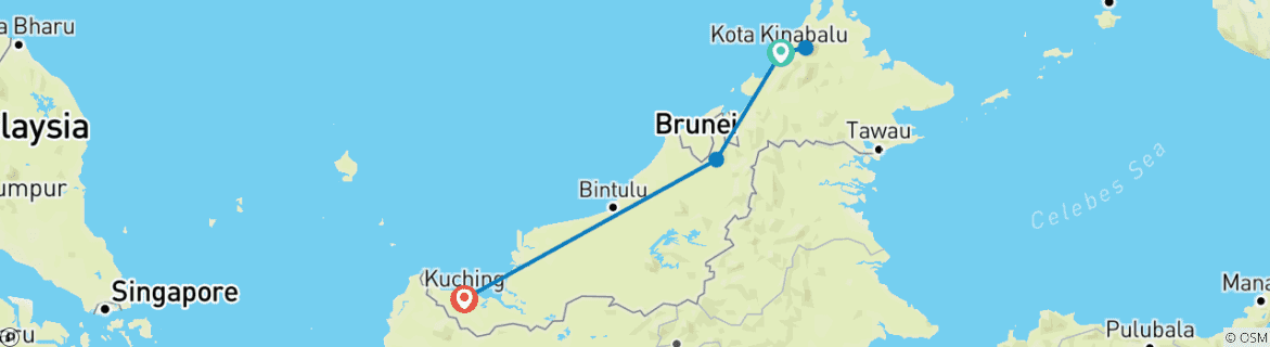Image d'une carte montrant l'itinéraire du circuit