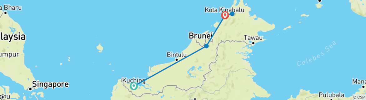 Image d'une carte montrant l'itinéraire du circuit