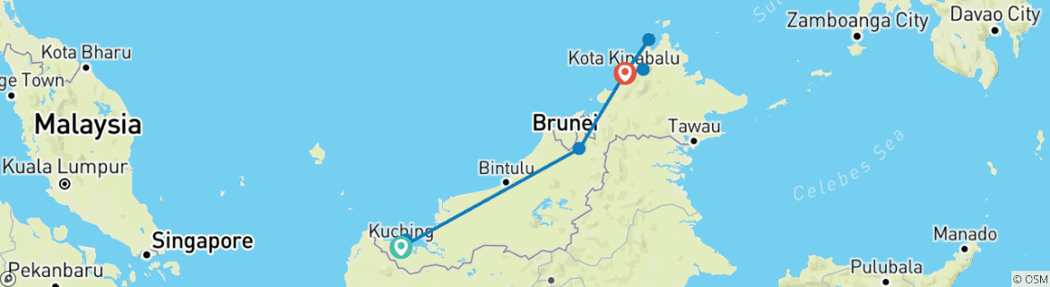 Image d'une carte montrant l'itinéraire du circuit