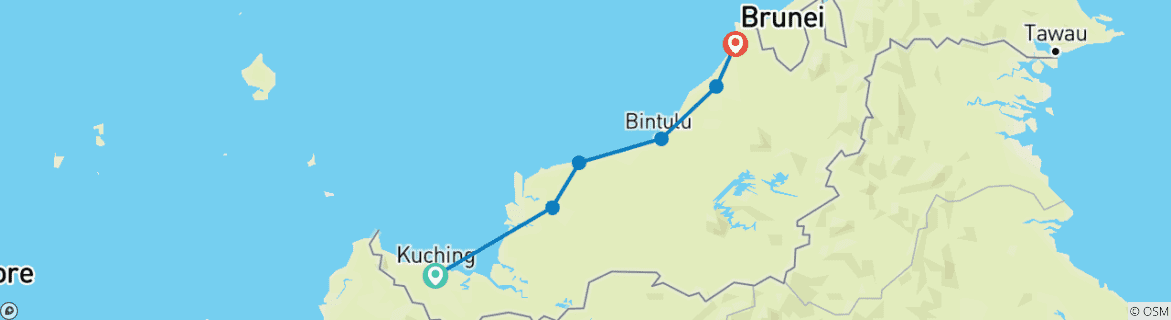 Image d'une carte montrant l'itinéraire du circuit