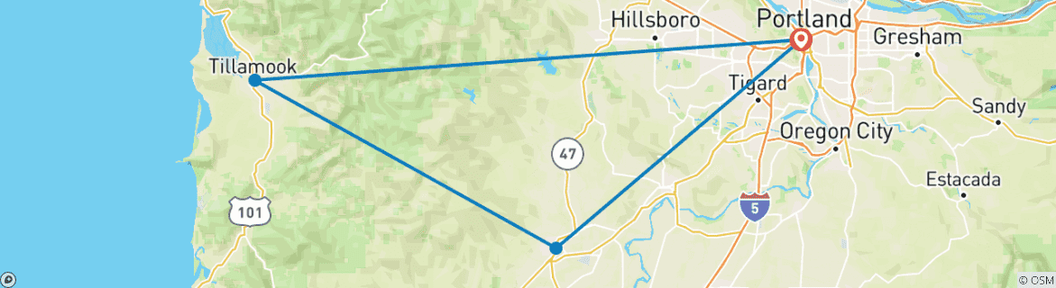 Image d'une carte montrant l'itinéraire du circuit